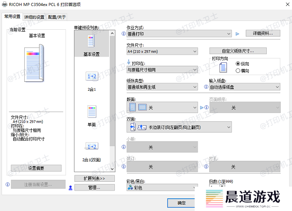 配置打印选项